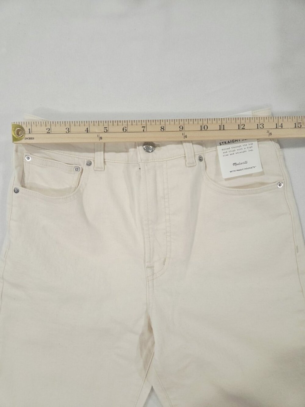 NWT Madewell 27x29 The Longline Straight Jeans Womens Vintage Canvas Ivory - Picture 10 of 13